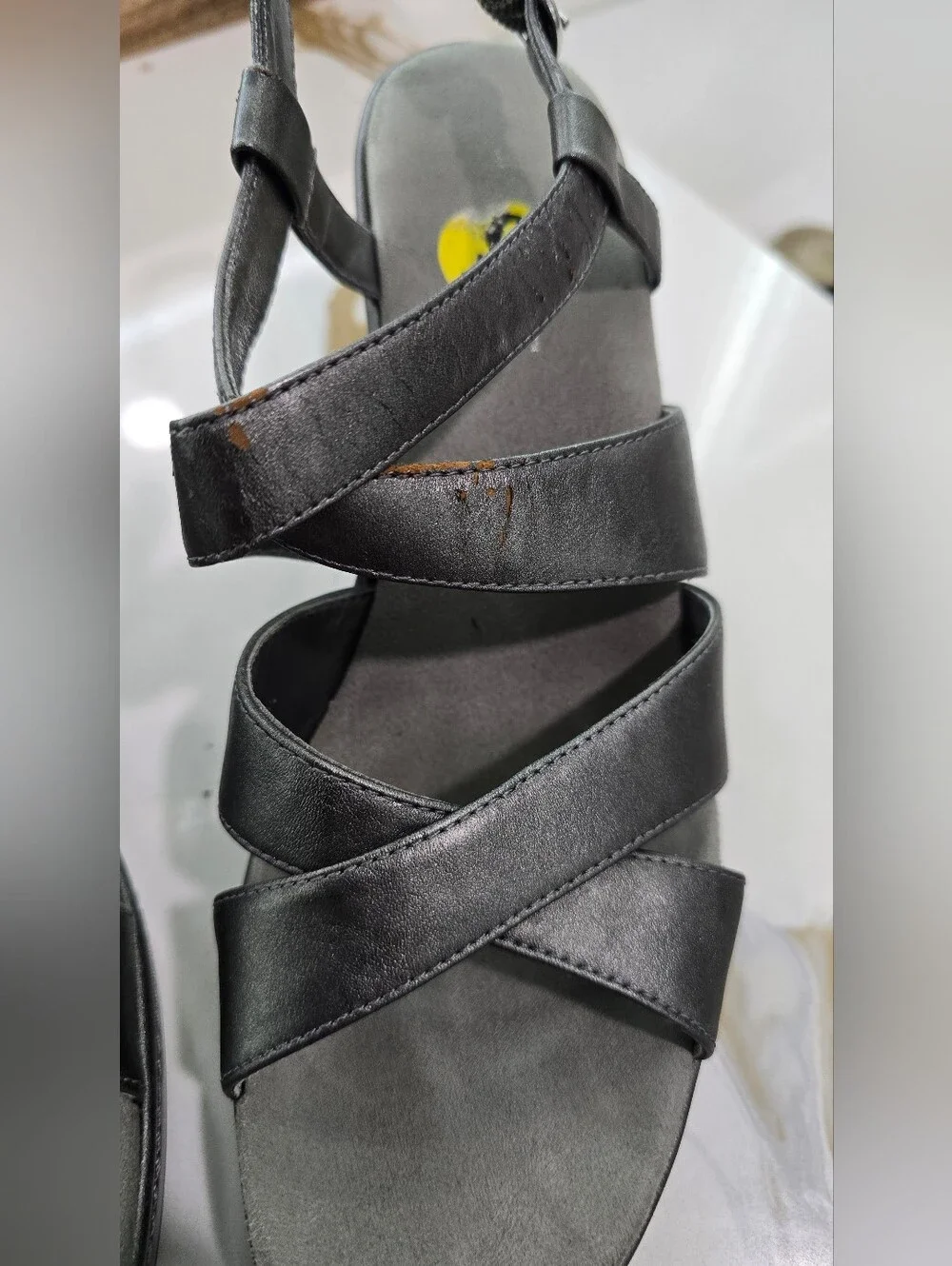 Women's Black Wedge Sandals with Strappy Design